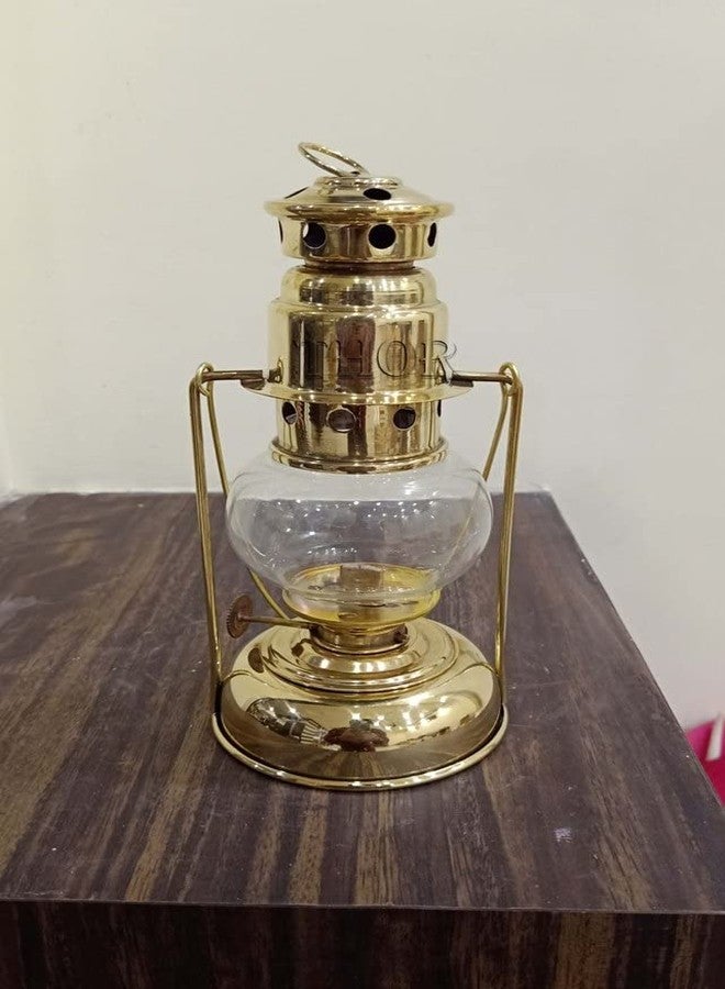 THOR INSTRUMENTS Brass Mini Small Oil Lamp Lanterns for Home Decor 7" (Brass) Rustic Vintage Home Decor Gifts - Image 4